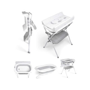Foldable bathtub with changing table